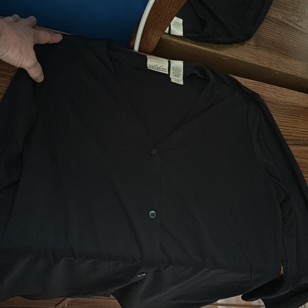 Villager A Liz Claiborne Company Black Light Jacket Cover Up Button Cardigan M